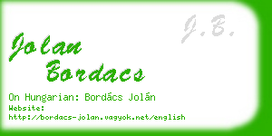 jolan bordacs business card